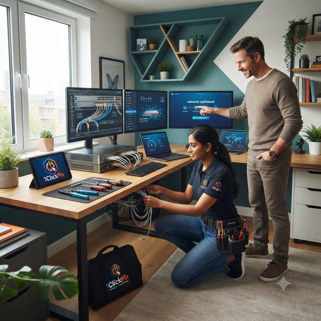1ClickFix home office monitor and docking station setup